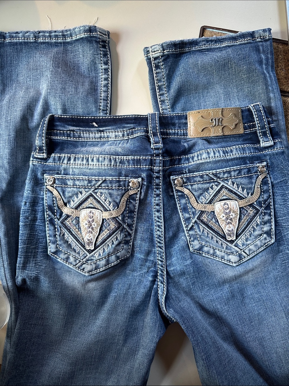 Miss Me Womens Blue Embroidered Back Pocket Jeans miss me size 27